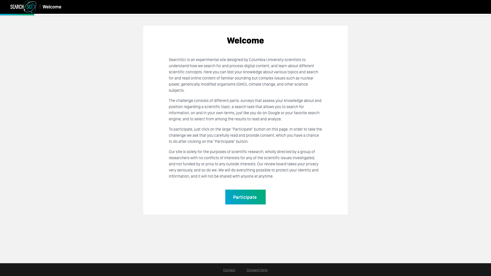 SearchSci landing page