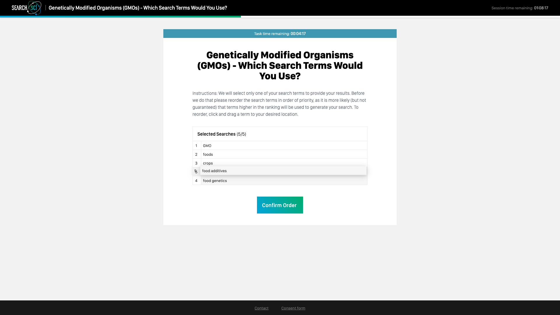 Search generation task: reordering