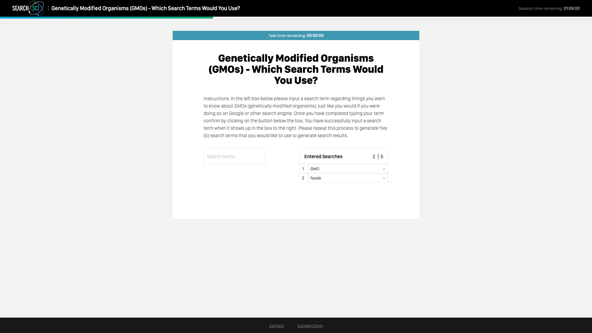 Search generation task: entry